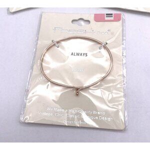 Vintage Fresh & Co "Always" Brass Bangle Bracelet Women's Rose Gold Tone